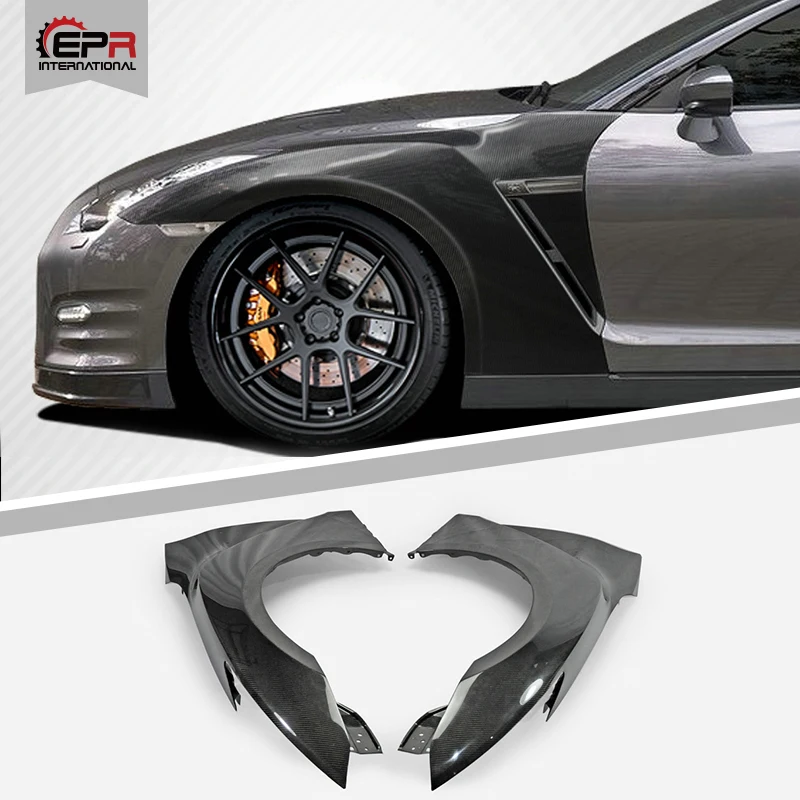 

Car-styling For Nissan GTR R35 2017 MY17 OEM Carbon Fiber Front Fender(Air vents not included) Glossy Fibre Wheel Flare Body Kit