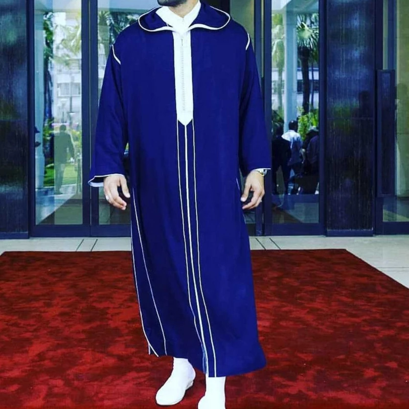 Muslim Clothing Eid Middle East Jubba Thobe Long Sleeves Arabic Men's Robes Arabic Caftan for Spring Summer Fall Winter