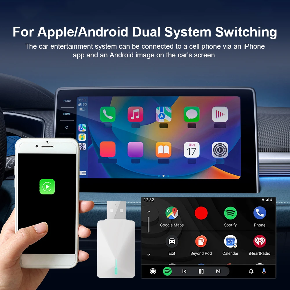 Умный USB-ключ Plug & Play беспроводной автомобильный адаптер Carplay для Android Wi-Fi BT