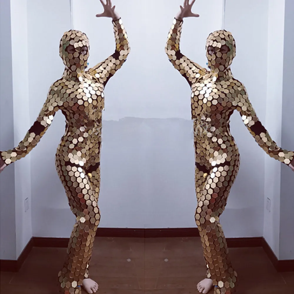 Сценический костюм с золотым зеркалом для взрослых одежда танцовщицы Gogo наряд