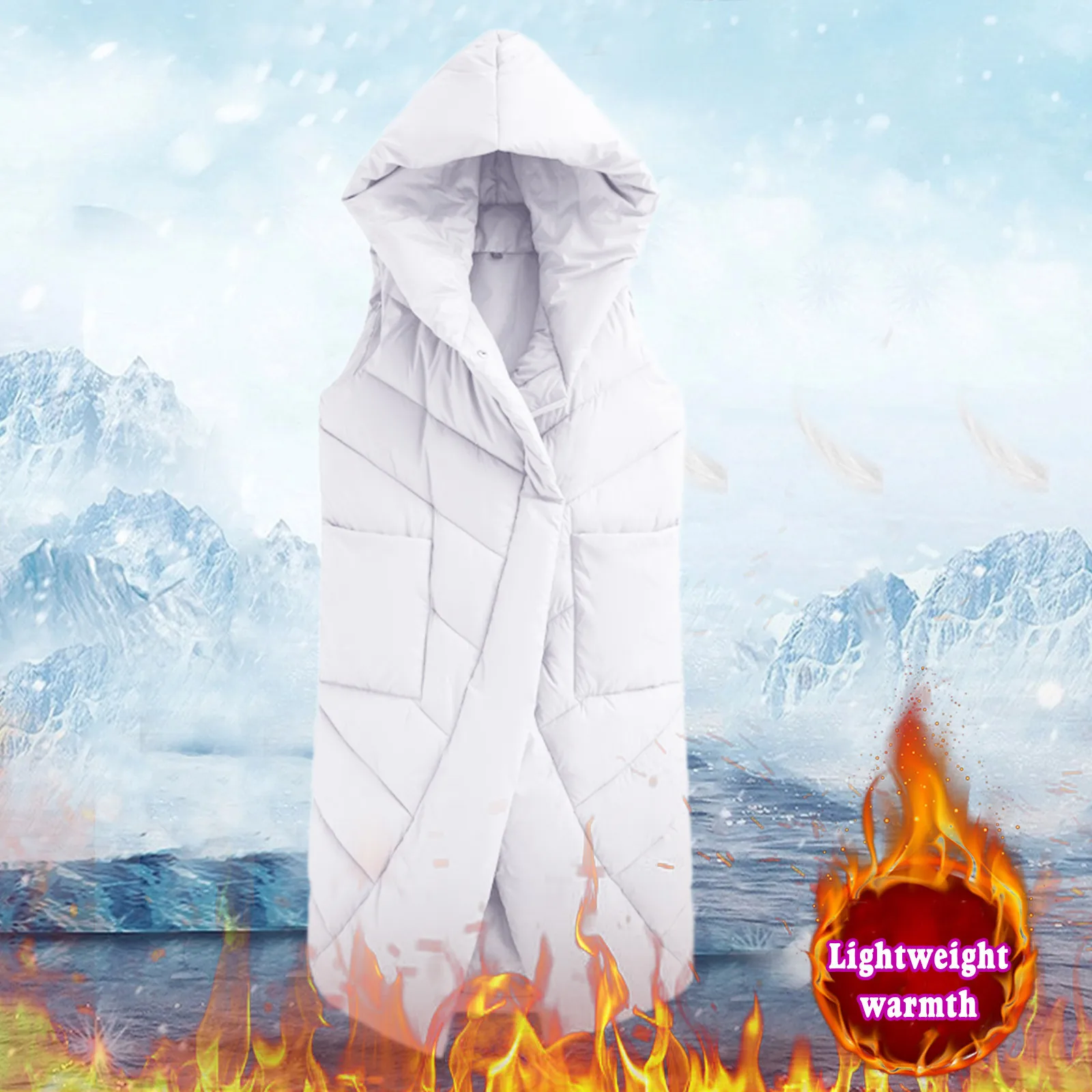 Womens Vest Hooded Padded Coat Winter Warm Down Vest Women's Big Pocket Jacket Outwear Fashion Casual Streetwear Female Outwear