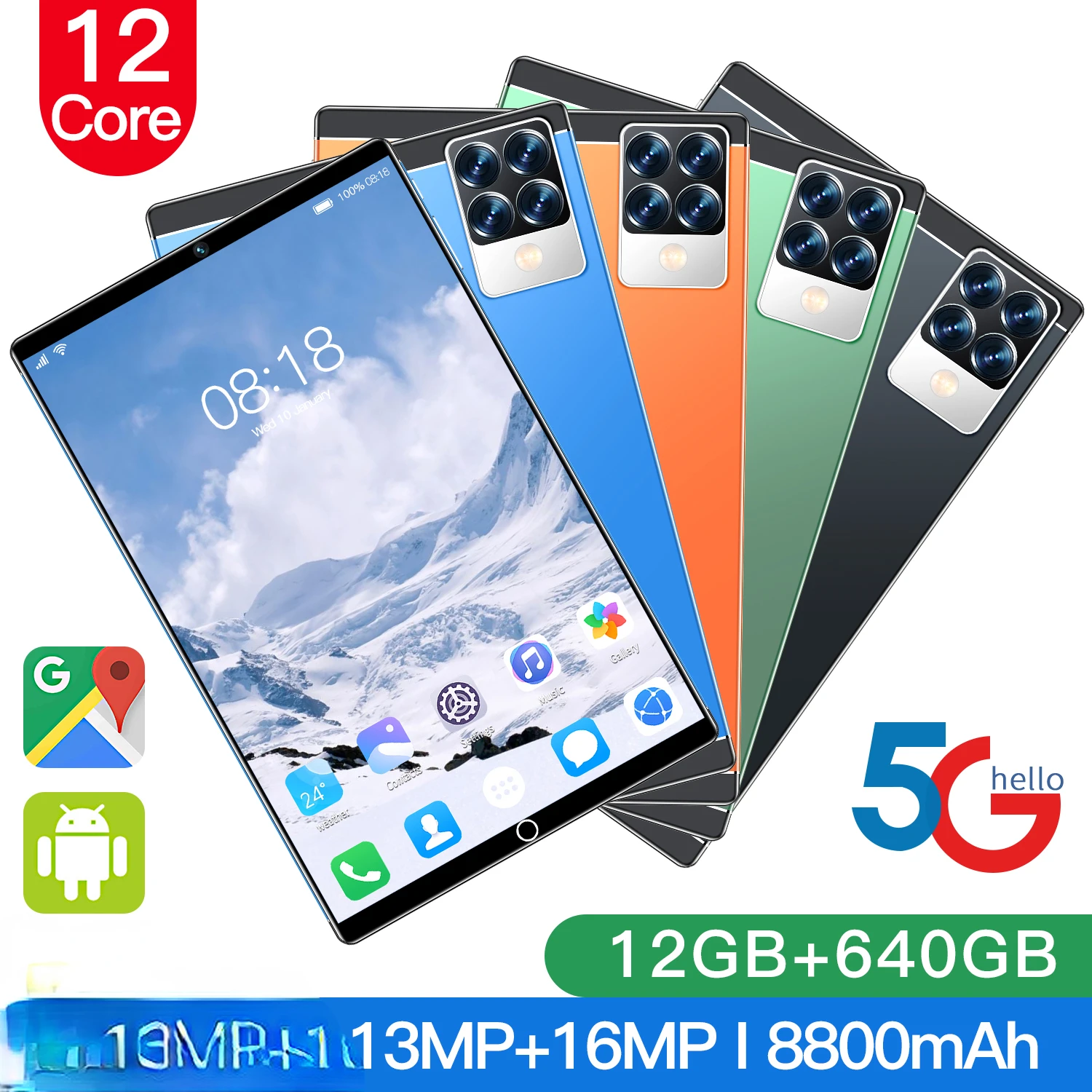 

2022 New Arrival 10.1 Inch 10 Core Tablet Android 12 Google Play Dual 4G/5G Network GPS Bluetooth WiFi Tablets 12GB RAM 640GB RO