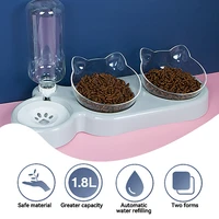 1pc cat food bowl automatic feeder water dispenser pet dog cat food container drinking raised stand dish bowl pet waterer feeder