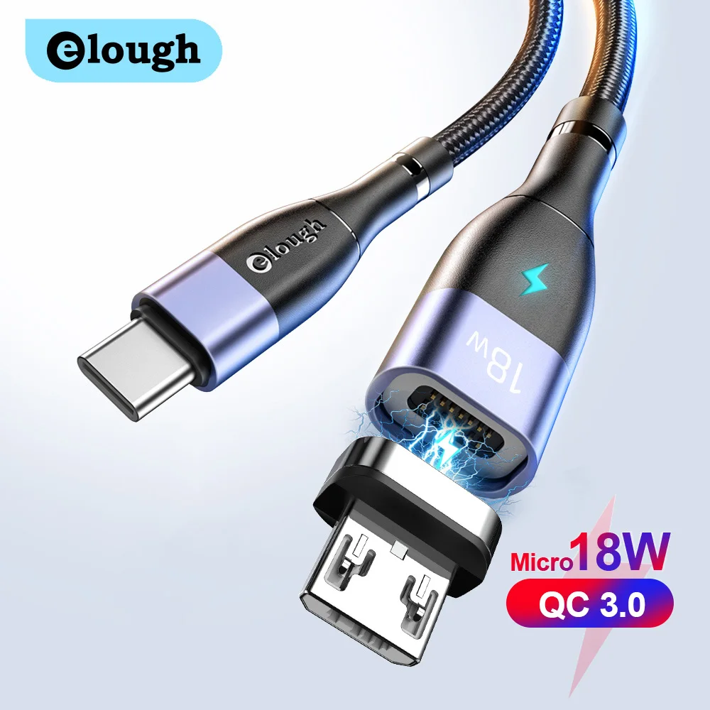 

Elough 18W USB C To Micro USB Cable 3A PD Magnetic Fast Charging Mobile Phone C to Micro Cable for Samsung Xiaomi Charger Cable
