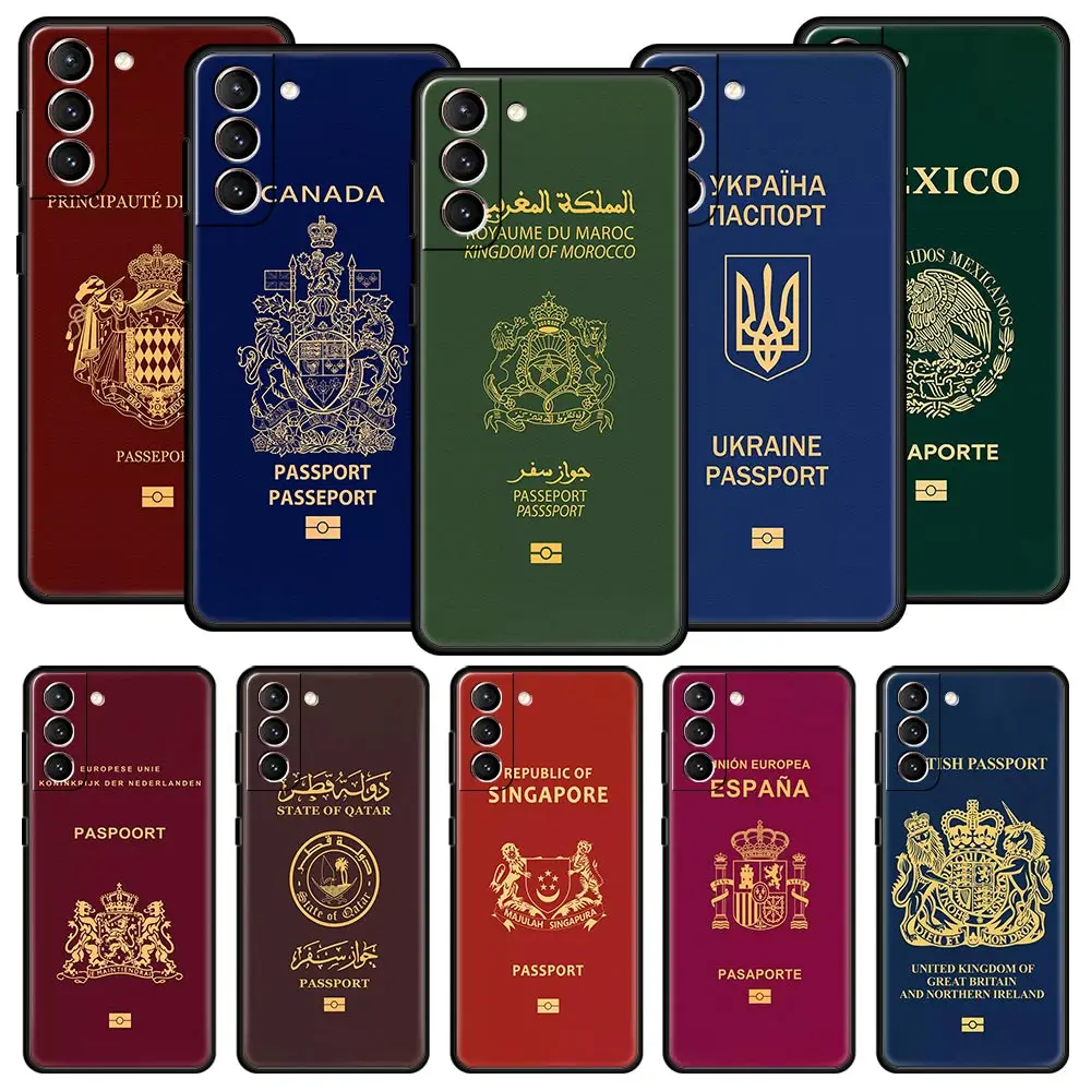 

Phone Case For Samsung Galaxy S23 S22 Ultra S20 S21 FE 5G S10 S9 Plus S10E S8 Note 20 Black Cover Morocco Ukraine Passport flag