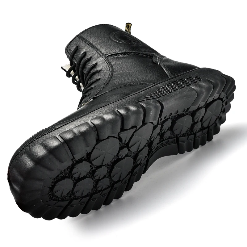 HIKEUP Men's Hiking Shoes Leather Wear-resistant Outdoor Boots Padded Martin boots Men Walking Sneakers Men Sport Trekking