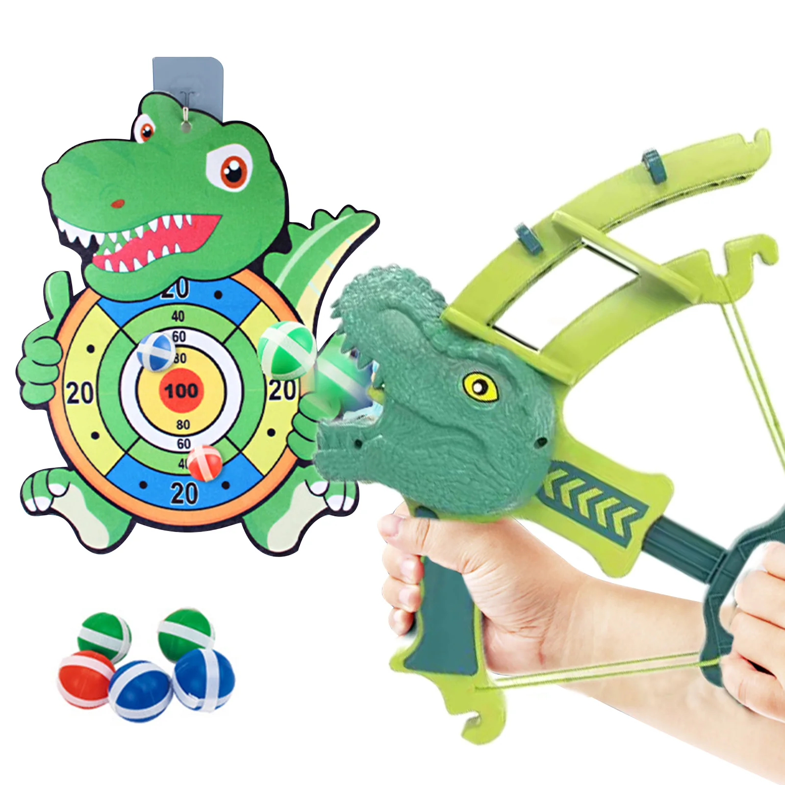 

Dinosaur Catapult Sticky Ball Toy Easy To Use Kid Darts Board Bow Shooting Set Indoor Activity Parent-Child Interactive Family