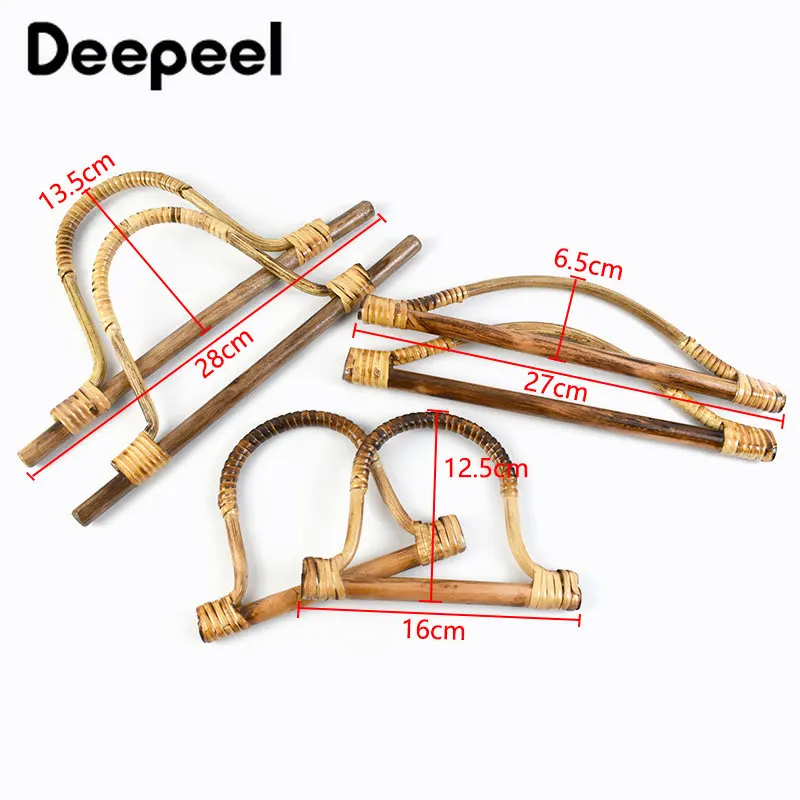 4Pcs 6.5/12.5/13.5cm D-shaped Ring Bags Handles Bamboo Purse Frames Sewing Brackets Handmade DIY Bag Handle Sew Kit Accessories