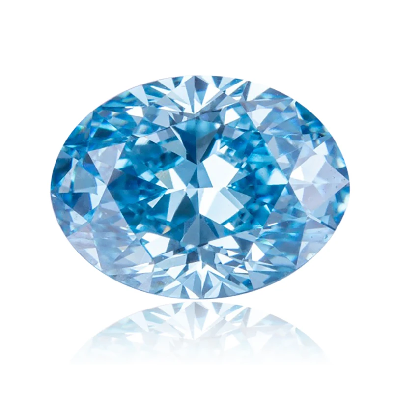 

1ct 1.4ct Fancy Intense Greenish Blue CVD Blue Lab Grown Diamond Loose Oval IGI Cetification Messi Jewelry