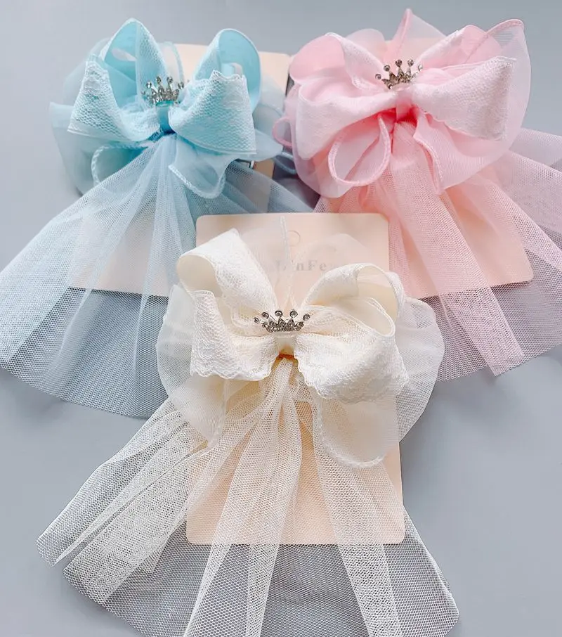 

Children's headdress hair accessories lace bow top clip cute wedding flower girl