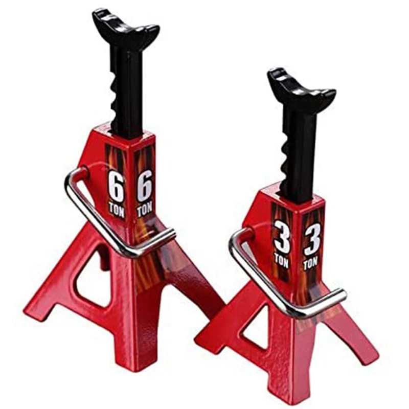

2 Pcs RC Cars Metal 3/6 Ton Scale Jack Stands Height Adjustable Tool,6 Ton & 3 Ton