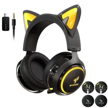 SOMiC GS510 2.4G Wireless Cat Ear Pink Headphones With 4 Covers Games/Video/Live 3 Modes Headset for PS5/PS4/PC Retractable Mic