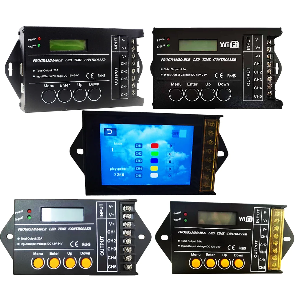 Программируемое время, флэш-контроллер TC420SJ TC421SJ NL502 TC420 TC421, обновленный 12-24 В 20A 5-канальный сенсорный экран, Wi-Fi, ПК, управление через приложение для телефона