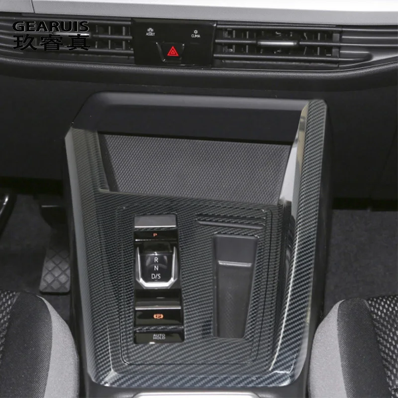 

For Volkswagen VW Golf 8 MK8 Carbon fiber Car Central control Gear Shift Panel Trim Cover Stickers Styling Interior Accessories