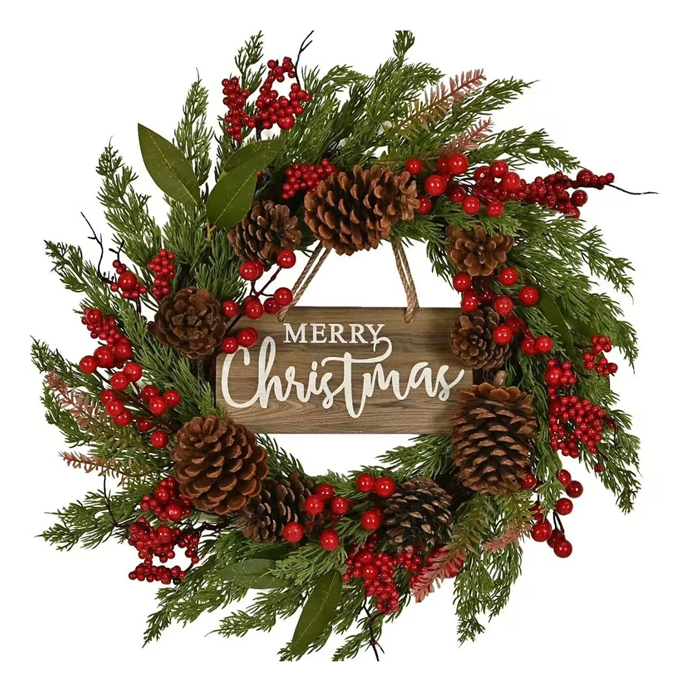 

Искусственный новогодний венок для двери