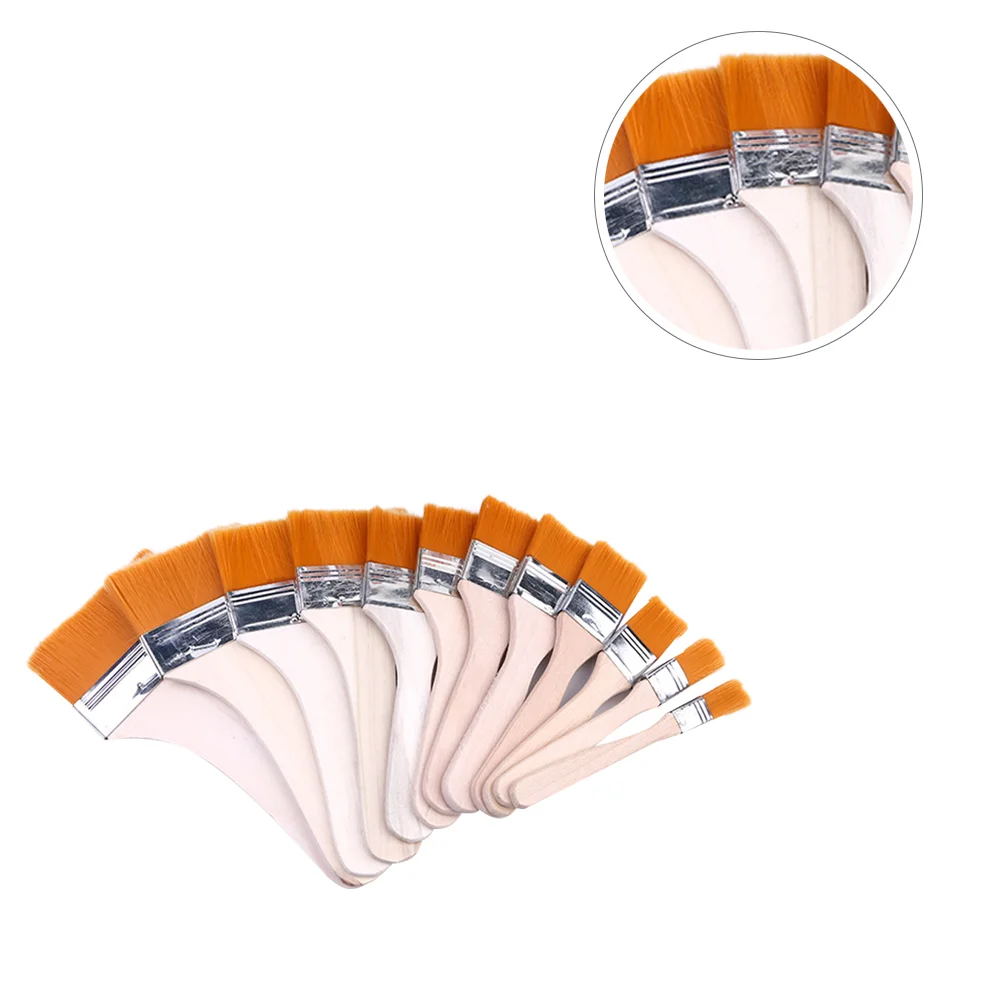 

1 Набор из 12 шт. щеток с чипами, плоские Кисти с деревянной ручкой для обклеивания пятен, лаков