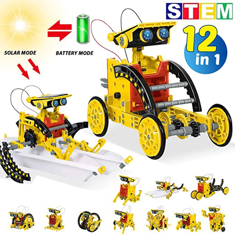 

12 in 1 Science Experiment Solar Robot Toy Learning Tool Education DIY Building Powered Robots Technological Gadgets Kit for Kid