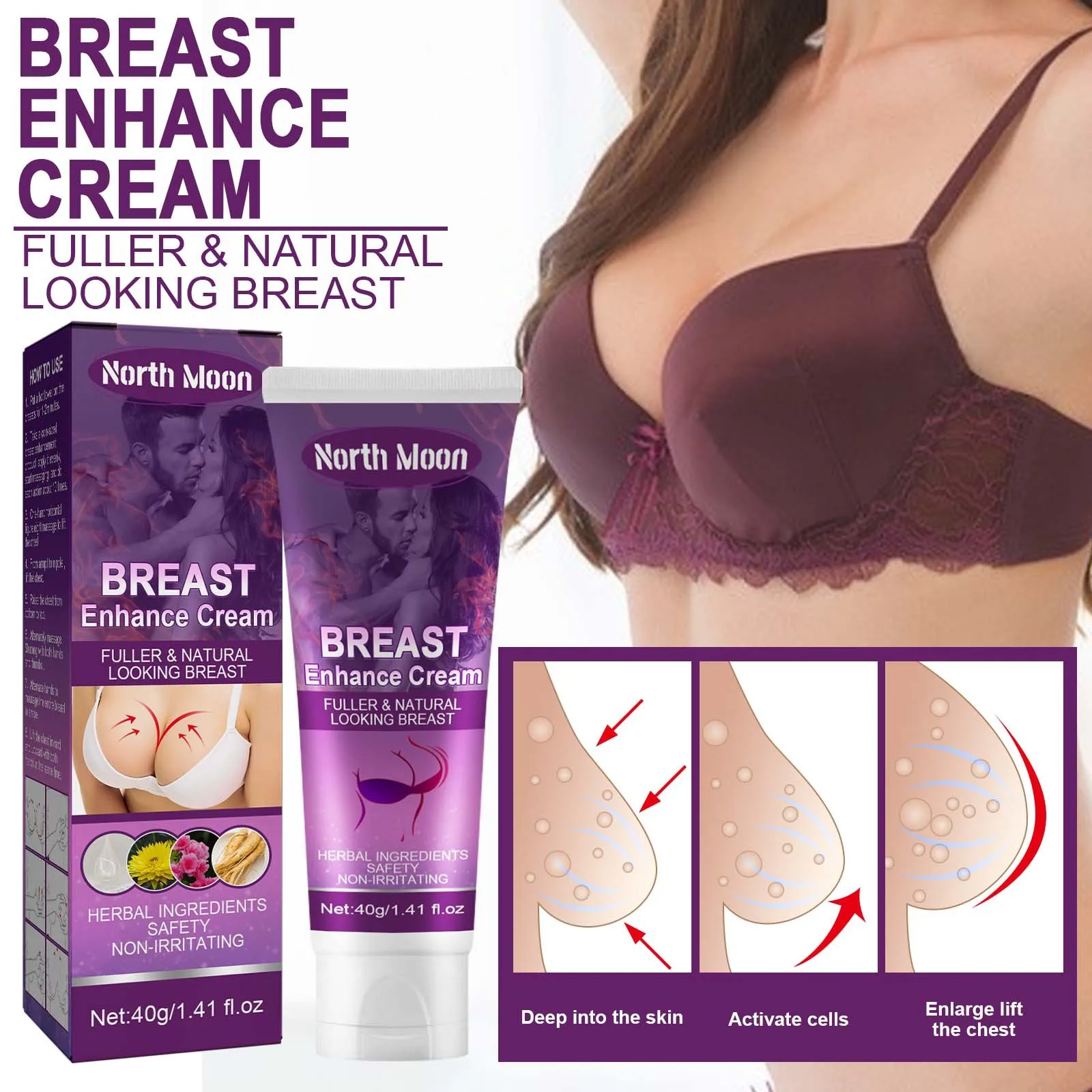 

40g Breast Enhancement Massage Cream Full Lifting Firming Big Bust Enhance Elasticity Chest Care Effective Up Size