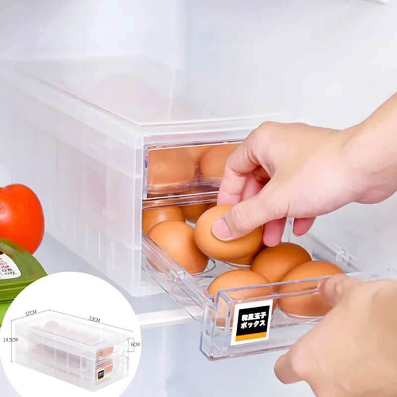 

24 Grids Plastic Eggs Tray Fridge Food Container Storage Box Household Egg Storage Drawer Double Layer Kitchen Egg Case Holder