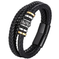 vintage men woven leather wrap bracelets handmade multilayer braided rope bracelet for male magnetic clasp wrist bangle jewelry