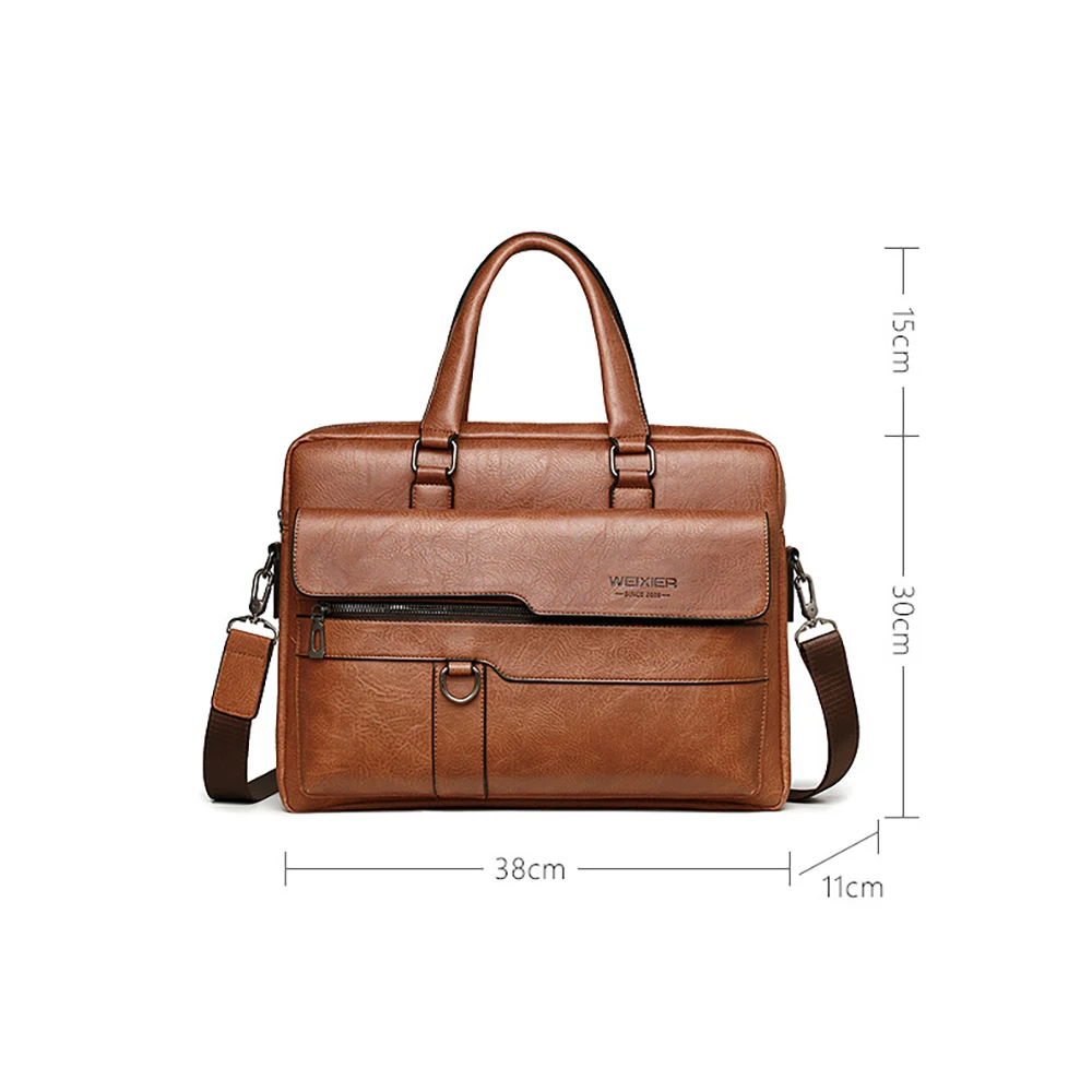 Peaker Men's Briefcase Bag for Documents Leather Luxury Brand Men's Business Travel Bag A4 Document Organizer Men handbag images - 6