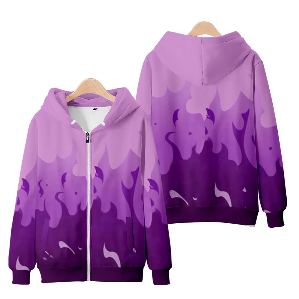 

New Hot Sale Aphmau Merch Hoodie Zipper Flame Purple And Red 3D Print Cool Coat Women/Men Streetwear Jackets Kawaii