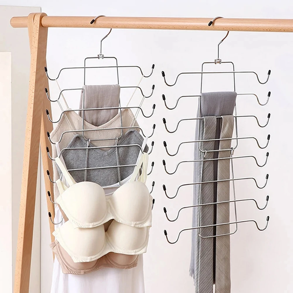 

Multi Layers Space-Saving Clothes Hangers 360 Degree Swivel Hook & Folding Design Multi Layers Steel Bra Organizer вешалка