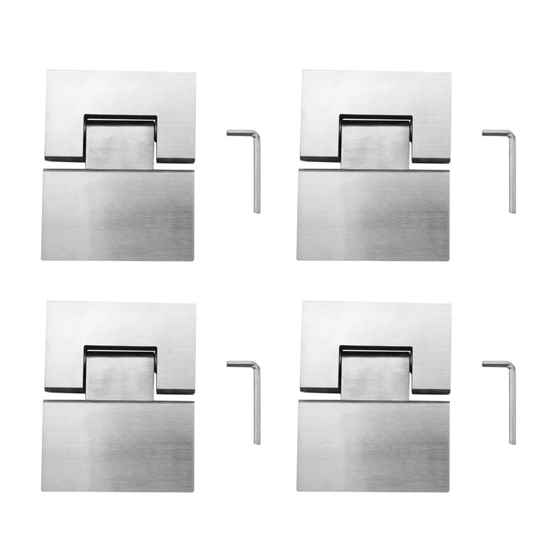 

4X Heavy Duty 180 Degree Glass Door Cabinet Showcase Cabinet Clip Glass Shower Door Hinge Parts Stainless Steel Polished