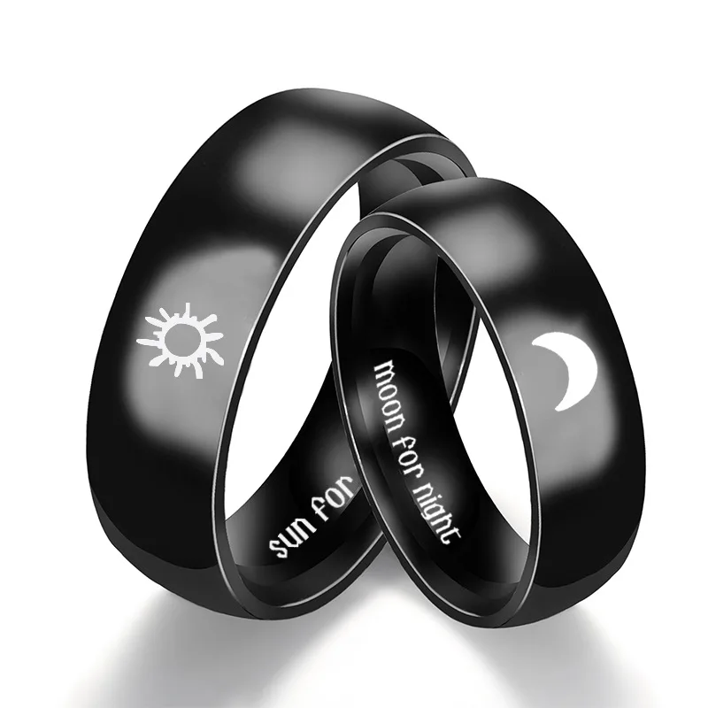 

Stainless steel couple ring strange sun moon for night sun for morning ring