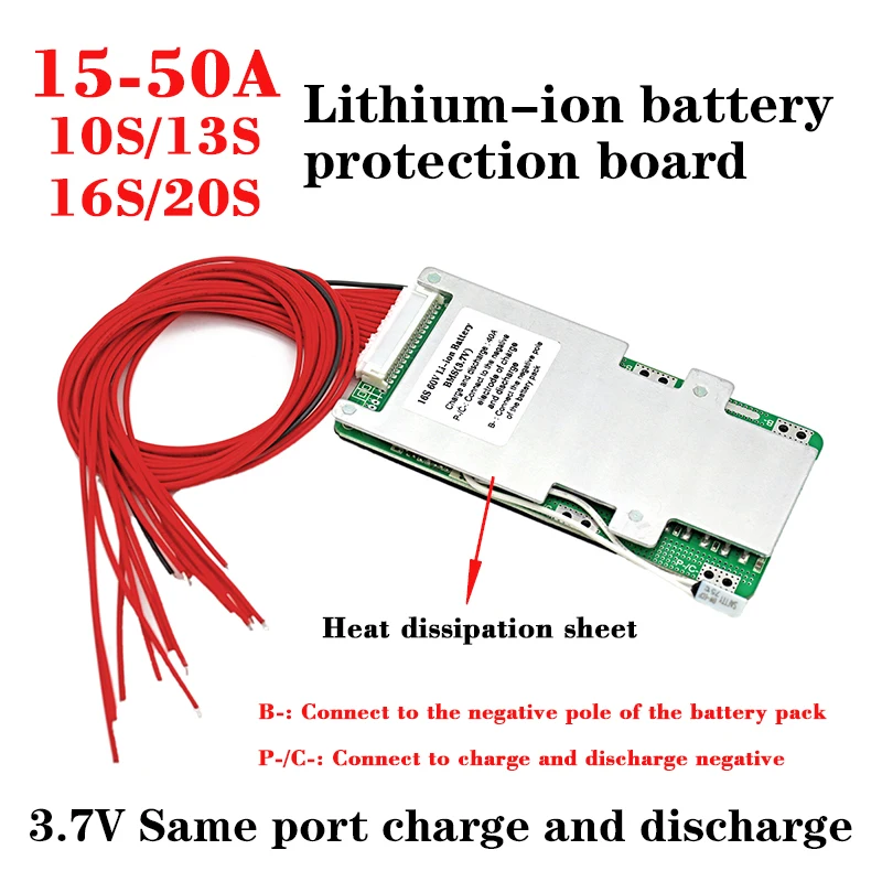 

16S 40A Lithium polymer battery BMS 10S/13S/20S 3.7V Same port PCM 36V 48V 60V 72V li-ion battery pack Balance protection board