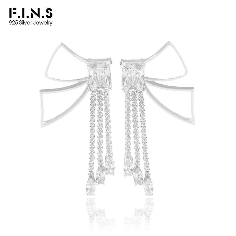 

F.I.N.S Роскошные серьги-подвески из искусственного серебра, большая бабочка, полые циркониевые кисточки, эффектные висячие серьги, Изящные Юв...