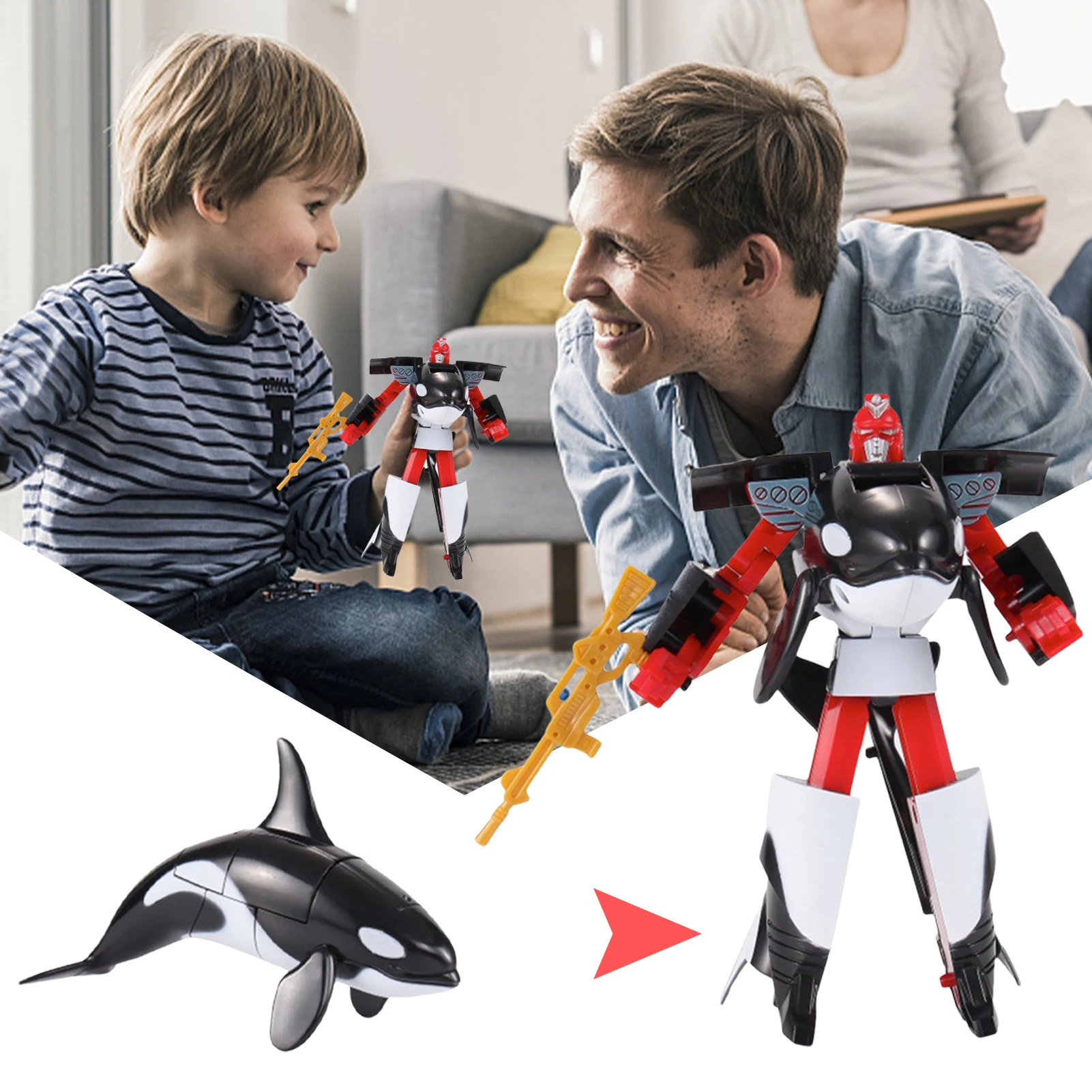 

Transforming Toys 2 In 1 Transforming Robot Toy Ocean Animal Figures Toys Model Dolphin Whale Cool Toy Gift For Preschool