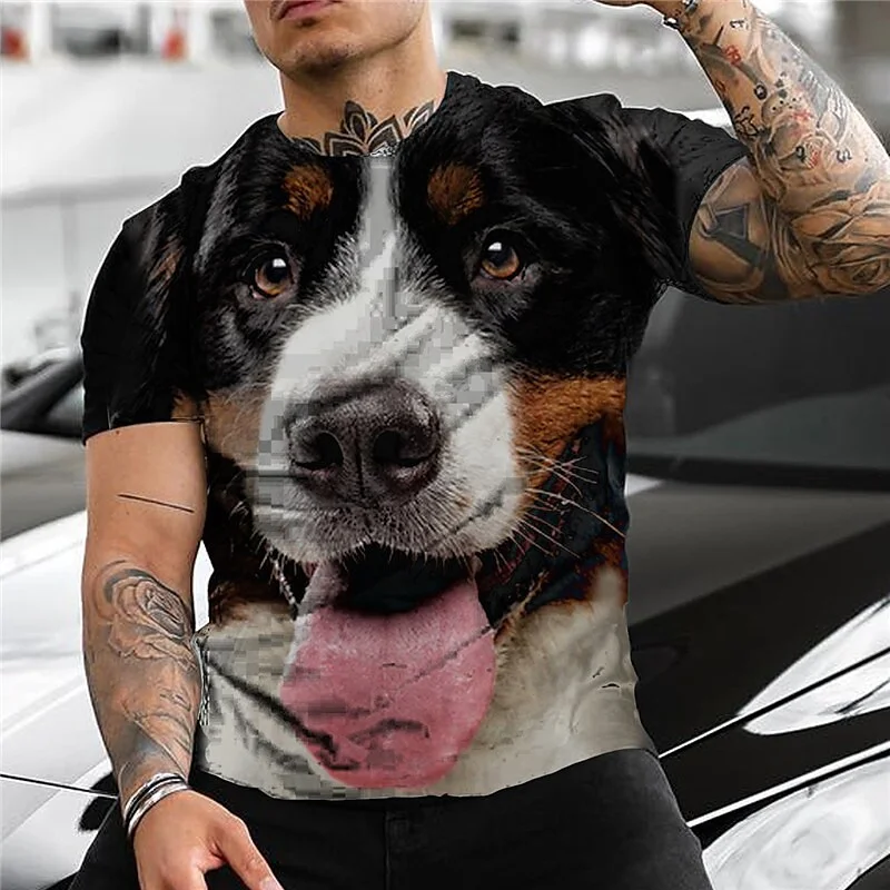

Street Personality Unisex 3D Dog Pattern Printed T-shirt Fashion Casual Funny Costume Oversize Men's O-neck Short Sleeve T-shirt