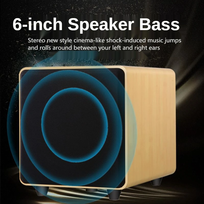 

50W New High Power Subwoofer Wooden Speaker 6 Inch Home Theater with SoundBar 3D Stereo Column Surround Echo Gallery TV SoundBox