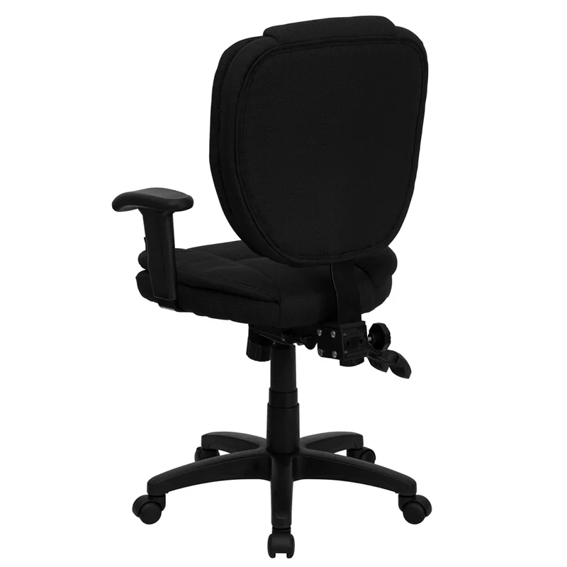 

Flash Furniture черная ткань со средней спинкой, многофункциональный поворотный эргономичный офисный стул с подушкой, верхней амортизацией и подл...