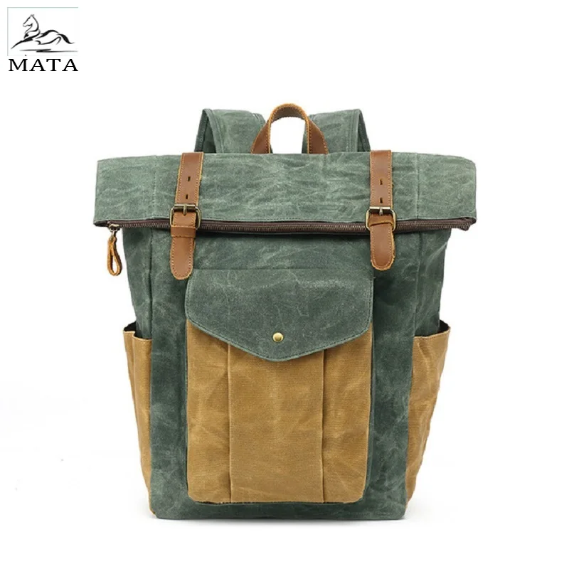 

Luxury mochila Vintage Canvas Backpacks for Men Oil Wax Canvas Leather Travel Backpack Waterproof Large Daypacks Retro Bagpack