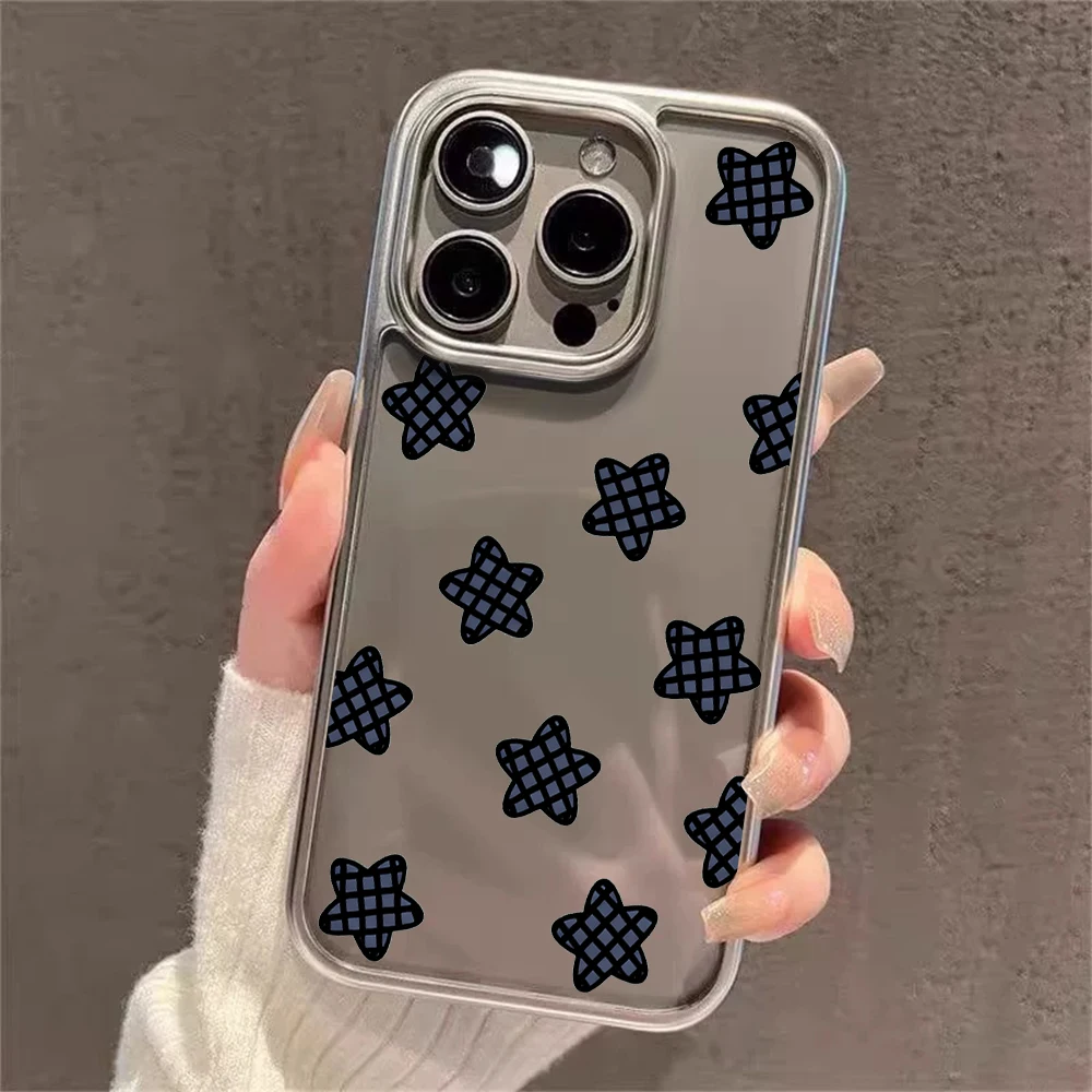 Фото Модные прозрачные чехлы Y2K Stars для iPhone 15 Pro Max, iPhone 16 Plus, 13, 14, 15, 12, 11, 17, Air, XR, прозрачные с покрытием TPU. №2