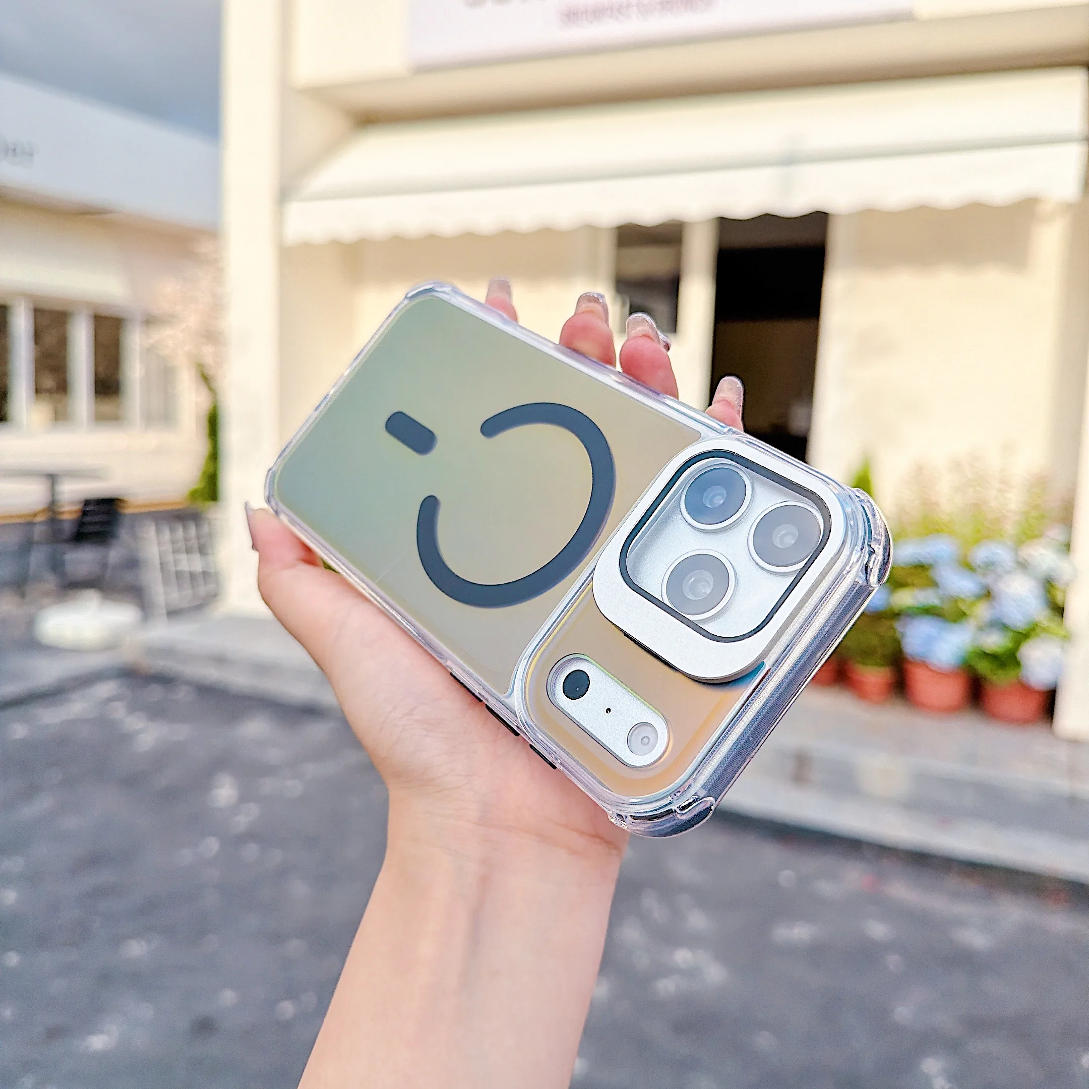 Фото Магнитный чехол-накладка Chameleon Colorful Stand Glass Lens Cover для iPhone 17 16 15 14 13 12 11 Pro Max с защитой от падений, совместимый с MagSafe №1