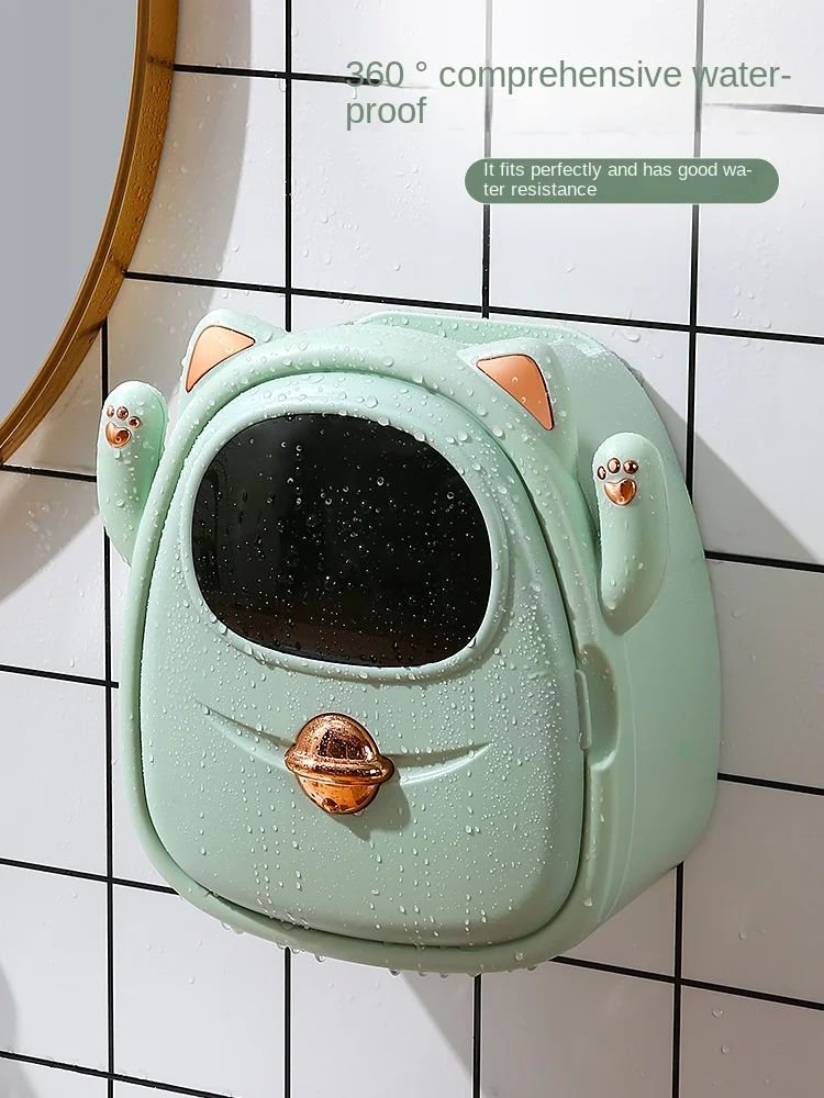 

Toilet Tissue Box Punch-free Wall-mounted Waterproof Creative Cute Bathroom Makeup Organizer Roll Paper Toilet Toilet Paper Box