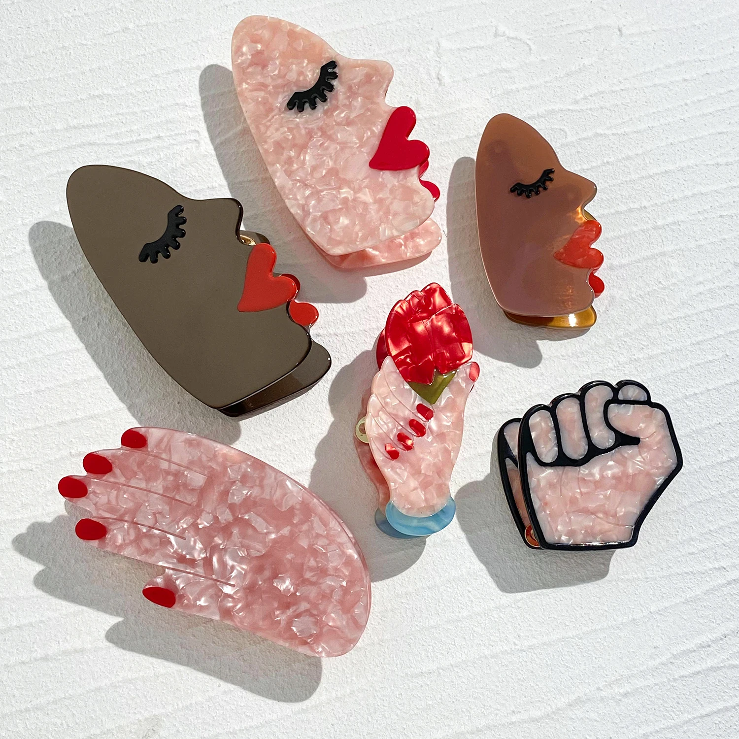 Зажим для волос Lifefontier в форме кулака из ацетата для женщин, странные аксессуары для волос, подарки 2023