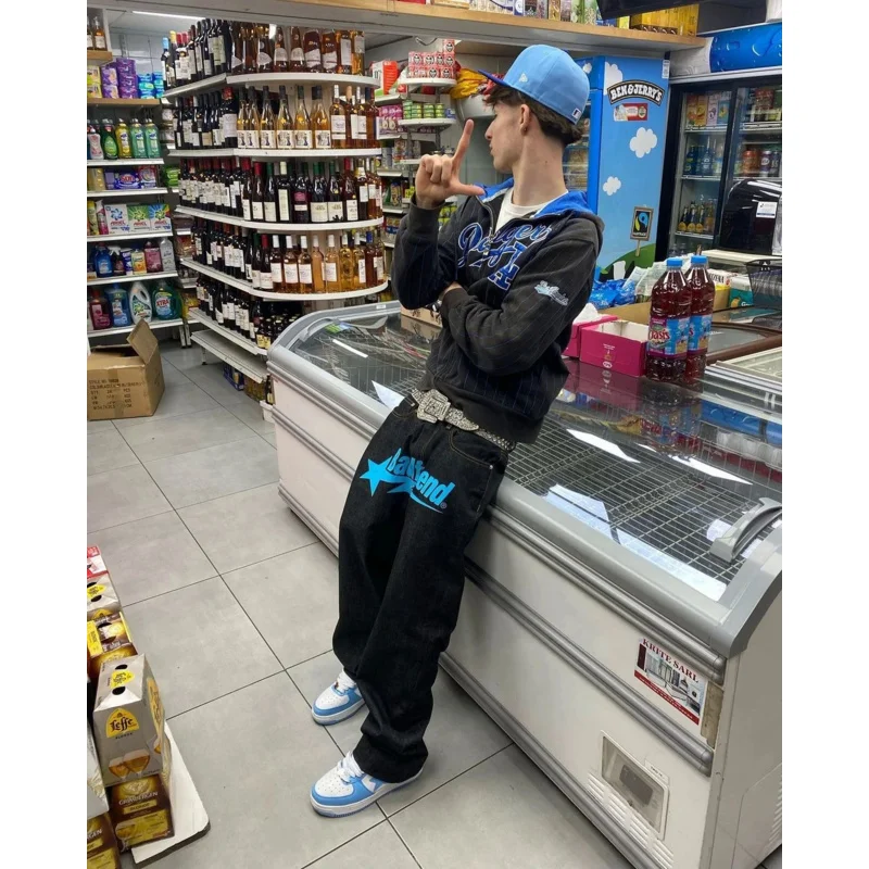 Женские и мужские джинсы Y2k модные повседневные мешковатые брюки с широкими