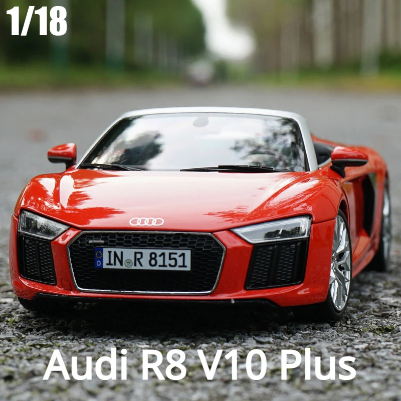 

1:18 Audi R8 V10 Plus Spyder Convertible Roadster Alloy Diecast Car Model Toy Car Original Box Collection Gifts Free Shipping