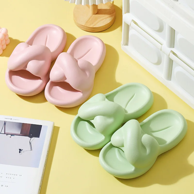 2023 New Women's Summer Slippers with Bow Knot Korean Version Trend Students Wearing Soft Sole Non Slip Slippers Outside Female