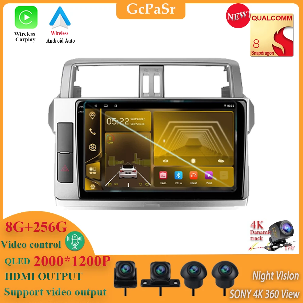 

Автомобильная Мультимедийная система Qualcomm, Android 13, для Toyota Land Cruiser Prado 150 2013 - 2017