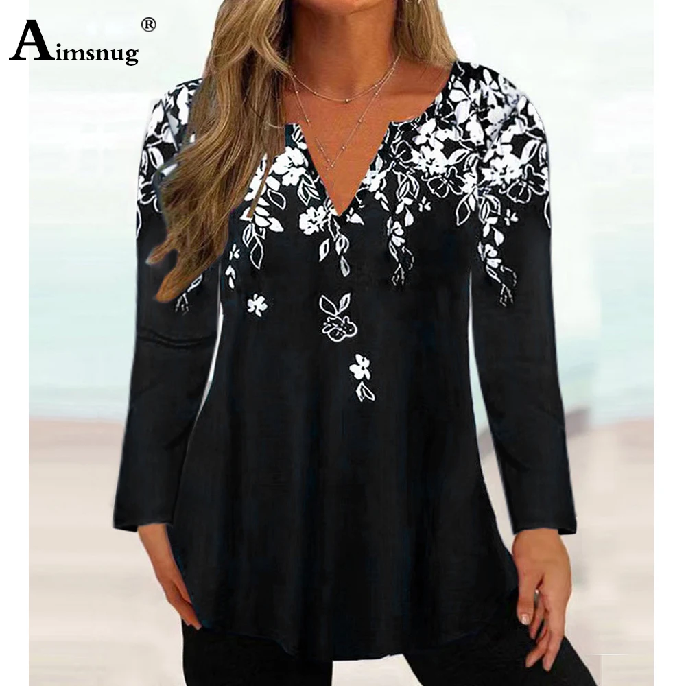 

Plus Size 3xl Ladies Elegant Fashion T Shirt Womens Long Sleeves Basic Top Clothing 2023 New Summer Boho Flower Print Tees Shirt