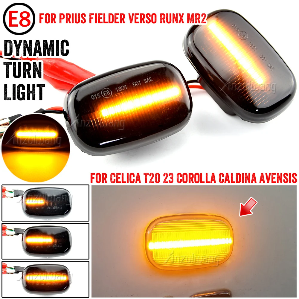 

2pcs Dynamic Led Side Marker Flowing Turn Signal Light Panel Lamp for Toyota Corolla E10/E11/E12 Yaris Verso Hilux Surf N21 RX
