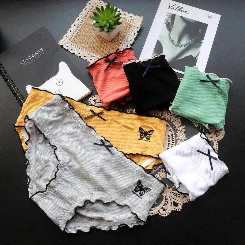Хлопковые Симпатичные женские трусики с 3D бабочками нижнее белье для девочек
