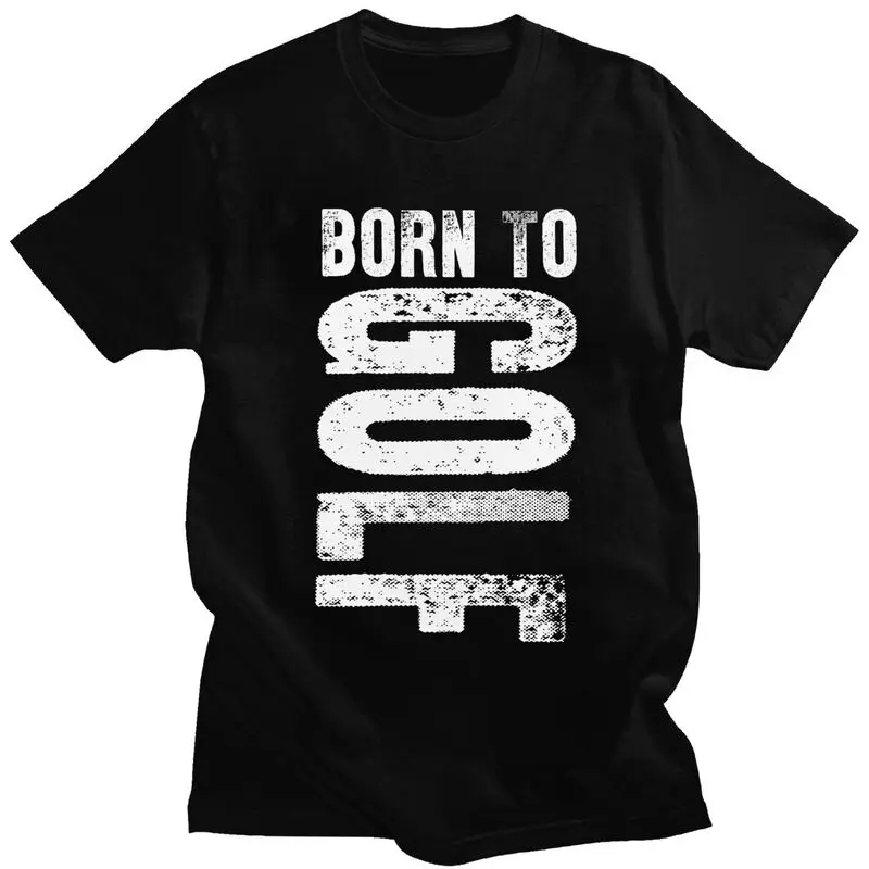 Фото Классическая спортивная футболка Born To Golf Golfing, мужская футболка с коротким рукавом, уличная футболка, топы из чистого хлопка, облегающая футболка №1