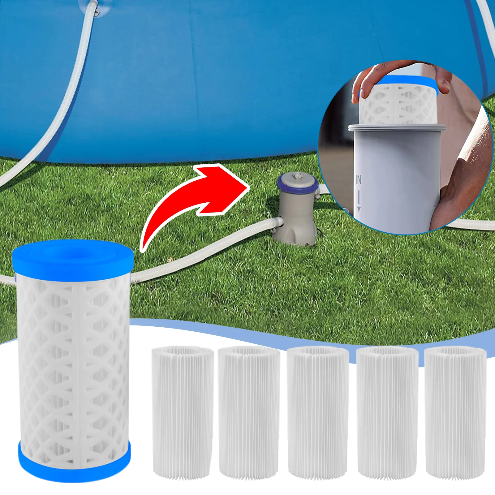 

5 / 9 Pcs Swimming Pool Foam Filter Replacement Pool Filters Water Cartridge for Above Ground Pools Swimming Pool Accessories