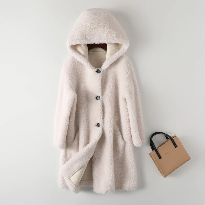 Winter Women High-quality Natural Genuine Fur Coat Thicken Warm Large Size Jackets Women Long Real Fur Loose Hooded Coats E652